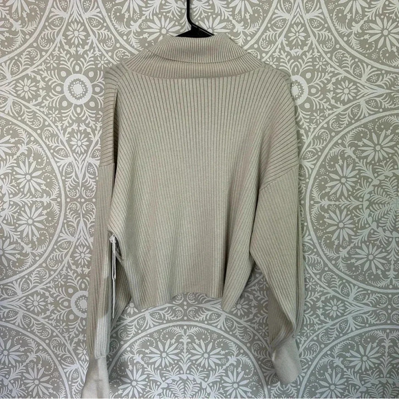 Good American Cream Ribbed Mock Neck Sweater - Picture 4 of 4